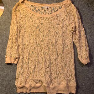 Cream see through top with floral print
